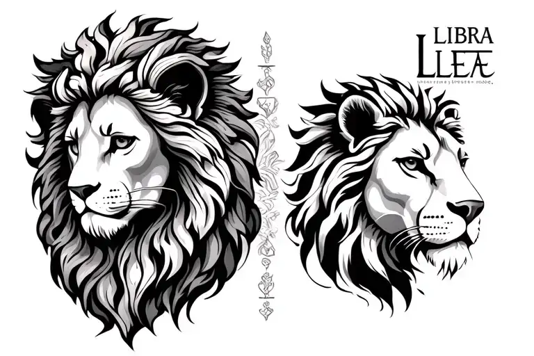 libra and leo zodiac sign tattoo design idea