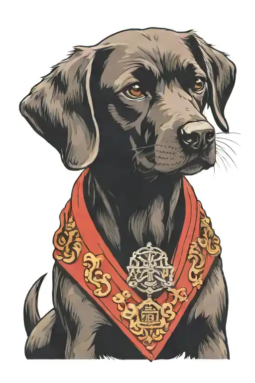 only head snd shoulders are visible. the dog is a hunting breed. tattoo design idea