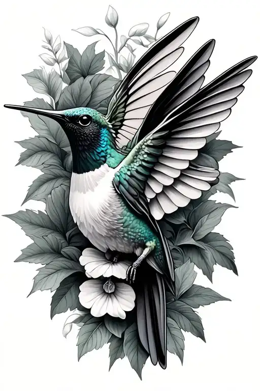 snap dragons hummingbird tattoo design idea