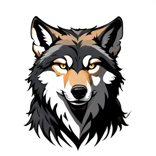 male, wolf face, virgo, clean tattoo design idea