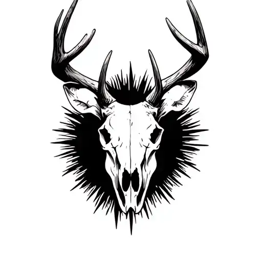 whitetail buck skull face tattoo design idea