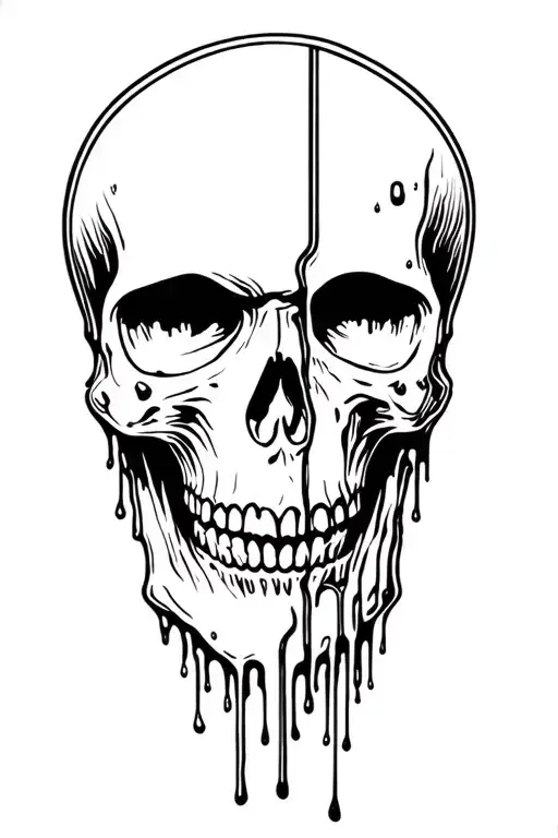 half face melting skull juice wrld 999 tattoo design idea