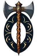 2-headed axe plus Pluto glyph  tattoo design idea