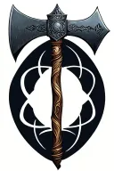 2-headed axe plus Pluto glyph  tattoo design idea