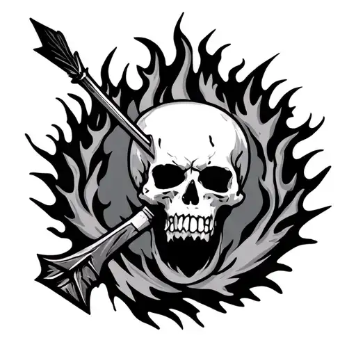 north south east west arrow going and soround is flame very dangerous  tattoo design idea