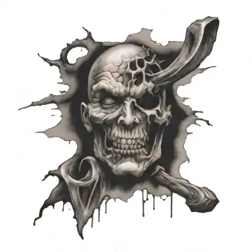 ripped skin revealing east london tattoo design idea