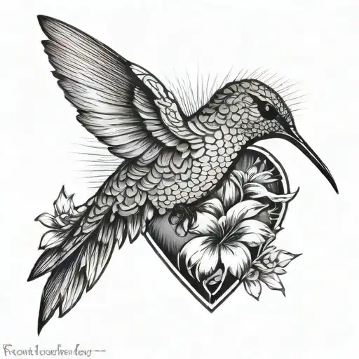 hummingbird, fingerprint heart tattoo design idea
