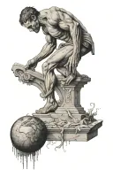 atlas holding the earth and stairs tattoo design idea