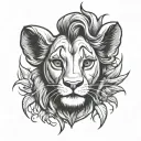 baby simba lion king and elvis tcb lightening bolt tattoo design idea