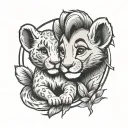 baby simba lion king and elvis tcb lightening bolt tattoo design idea