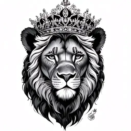 1/2 black Queen 1/2 lion tattoo design idea