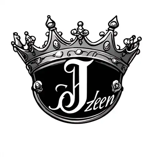 Jazleen in cursive with a crown above the J tattoo design idea
