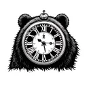 Bear Forest Clock Clock tattoo design idea