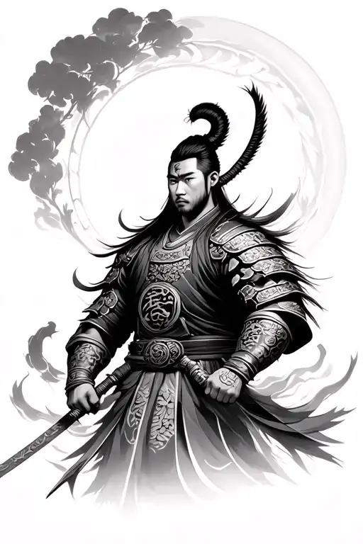 Chinese Warrior Protector tattoo design idea