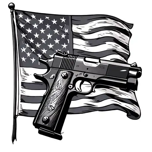 american flag with 1911 tattoo design idea