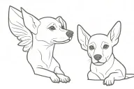 2 dogs together, one of them a pincher, one of the dogs with a black spot on the eye, which symbolizes that they are angels tattoo design idea