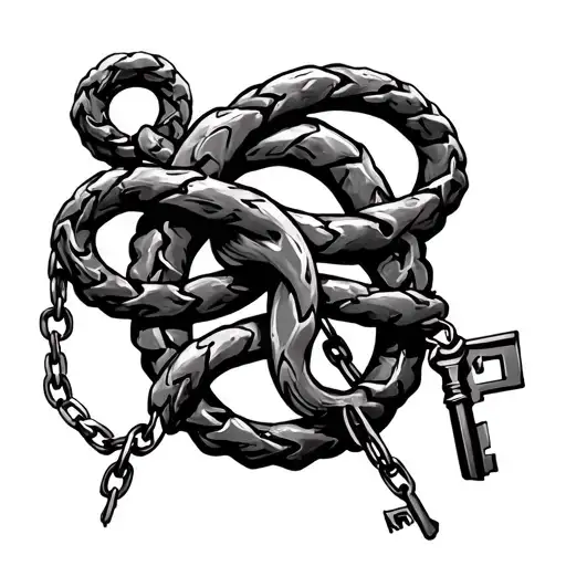 Bdsm strong with bdsm triskelion con notas and a key and chains tattoo design idea