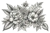 botanical elements tattoo design idea