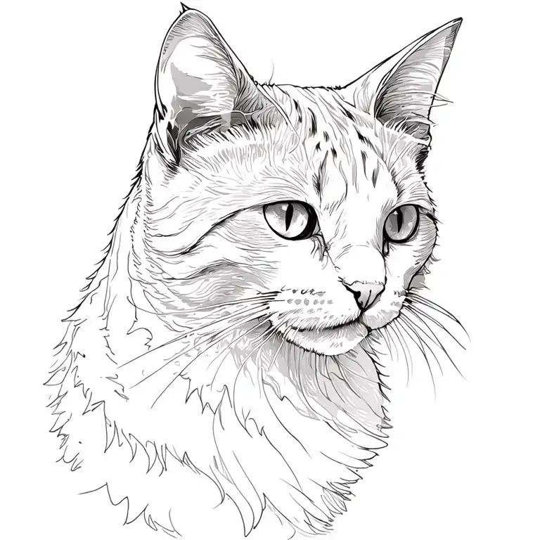 white and black cat tattoo design idea