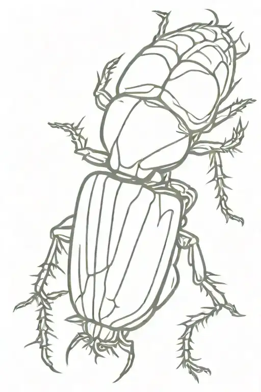 bark beetle top view draw with one colored line outlining tattoo design idea