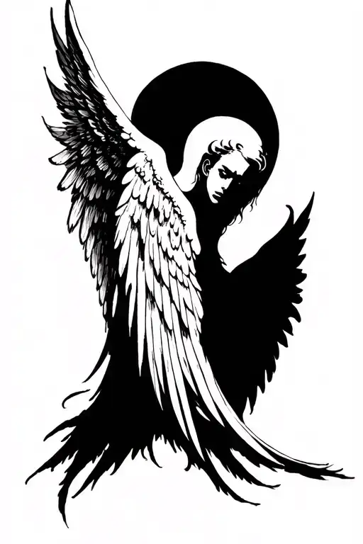 Evil nirvana angel wings tattoo design idea