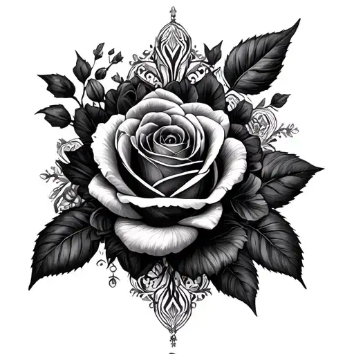 combination of dark roses,Baroque and Ornamental GothicPatterns,and Dead Flowers and Decay tattoo design idea