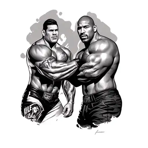 John cena vs Dwayne the rock Johnson  tattoo design idea