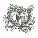 the name wynter with hearts surrounded tattoo design idea