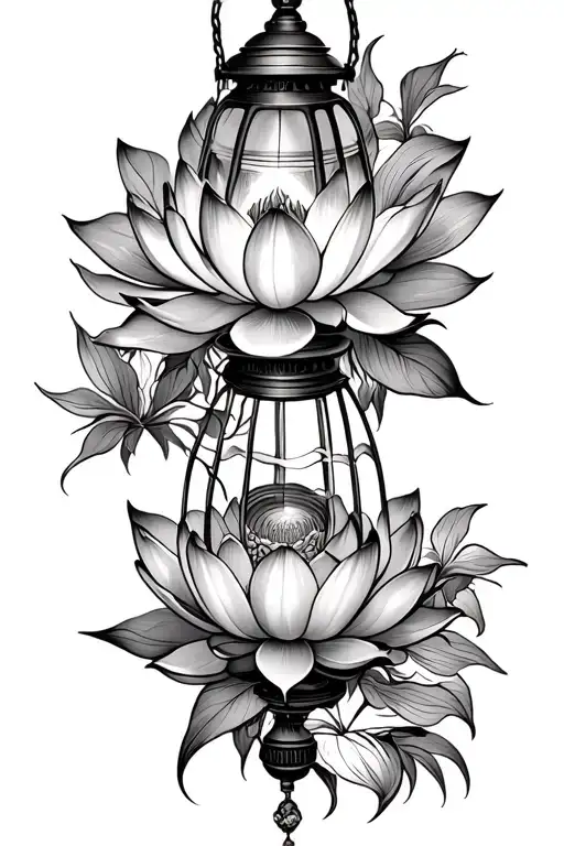 vietnamese lantern lotus flower tattoo design idea