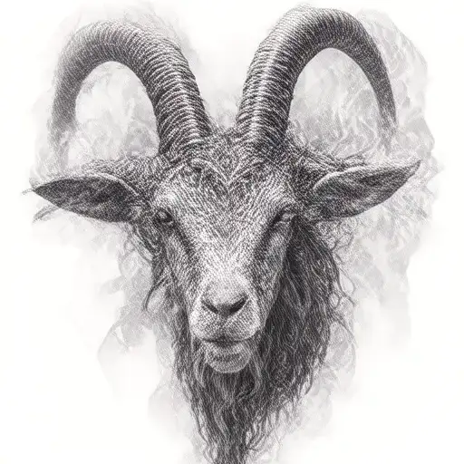 Capricorn Goat head on intricate filigree tattoo design idea