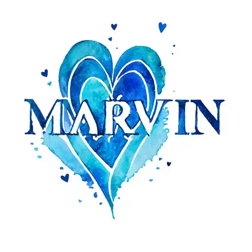 the word marvin with a Timeless peice with hearts and tribal tattoo design idea