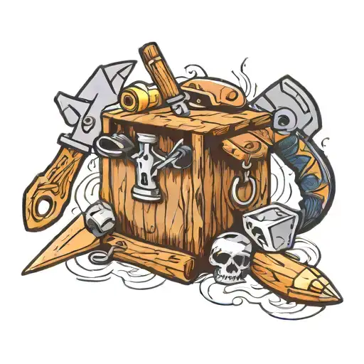 wood and carpentry tools tattoo design idea