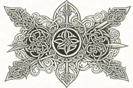 celtic knotwork and swords scrollwork tattoo design idea