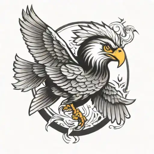 Herky the hawk holding a walleye tattoo design idea