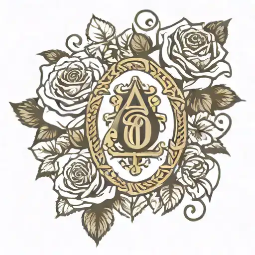 Alpha Phi Omega crest with roses tattoo design idea