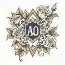 Alpha Phi Omega crest with roses tattoo design idea