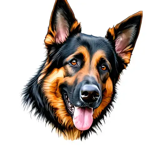 German Shepard dog mix breed black light brown tattoo design idea