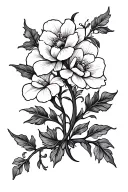 february and march birth flower intertwined vines tattoo design idea