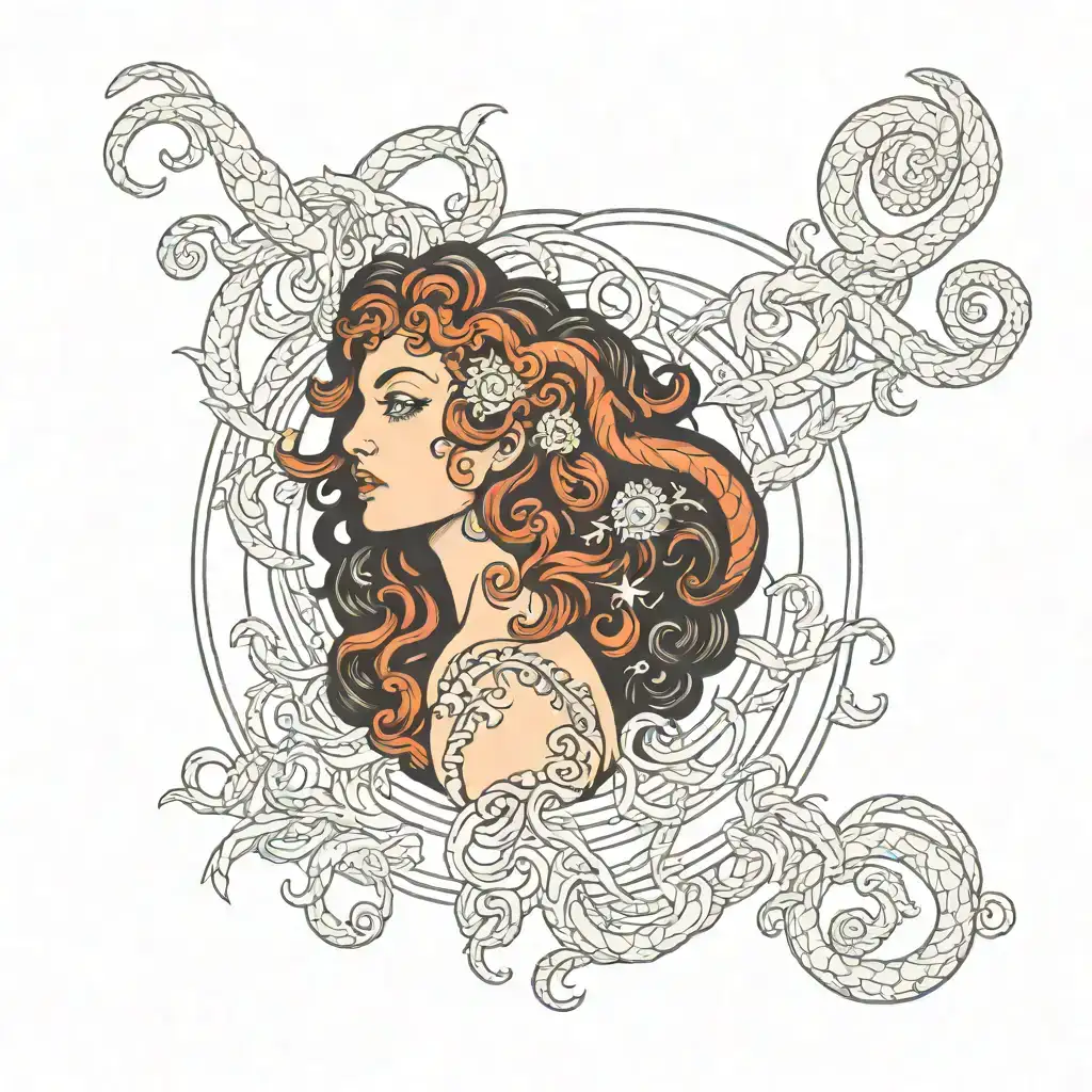 aries medusa cancer tattoo design idea