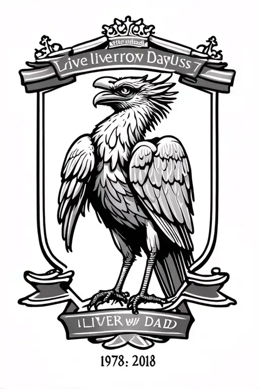 Liverpool liver bird with dad 1979-2018 tattoo design idea