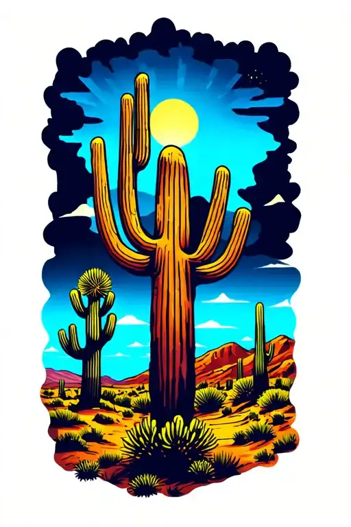 Arizona desert landscape tattoo design idea