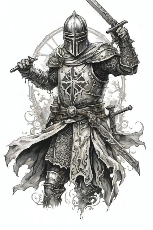 Ghostly knight Templar tattoo design idea