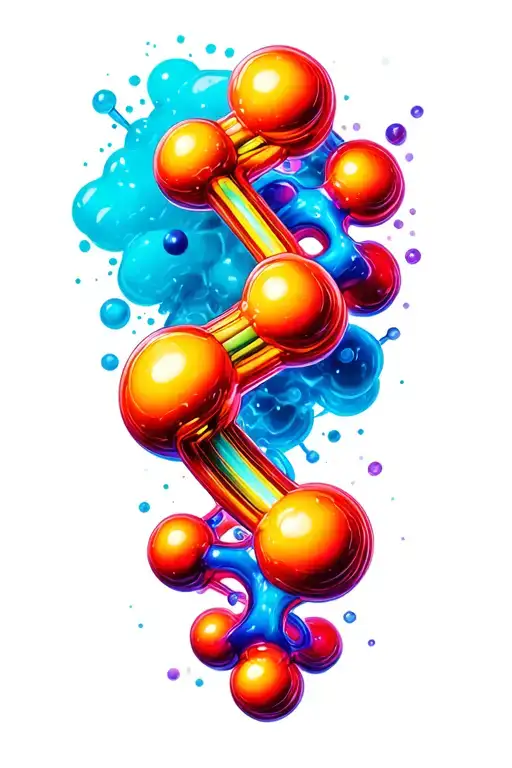 dopamine and serotonin molecule intertwined tattoo design idea