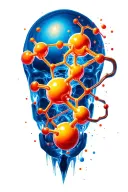 dopamine and serotonin molecule intertwined tattoo design idea