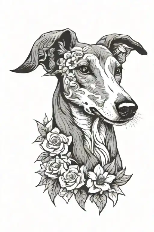 greyhound floral patterns tattoo design idea