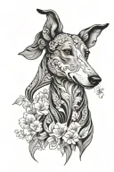greyhound floral patterns tattoo design idea