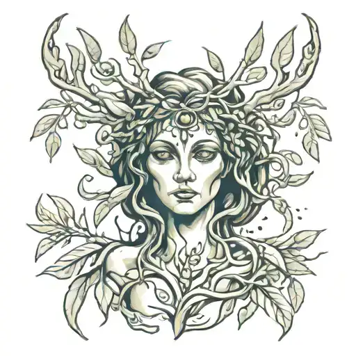 olive tree dryad tree spirit tattoo design idea