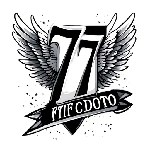 777 with wings tattoo design idea