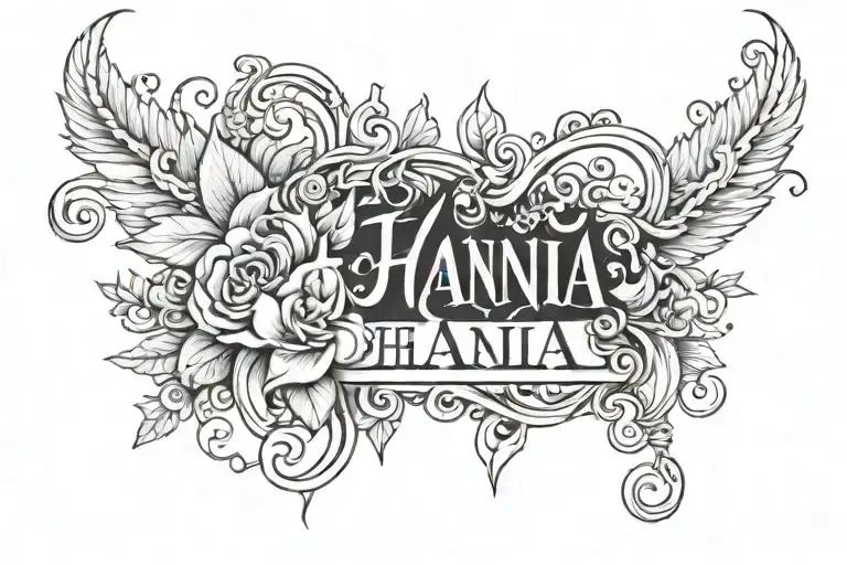 NAME "HANIA RAJA" tattoo design idea