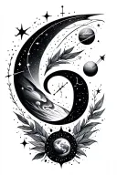 Create a tattoo design that incorporates the number 6, earth element sign, mercury planet sign, & virgo constellation tattoo design idea